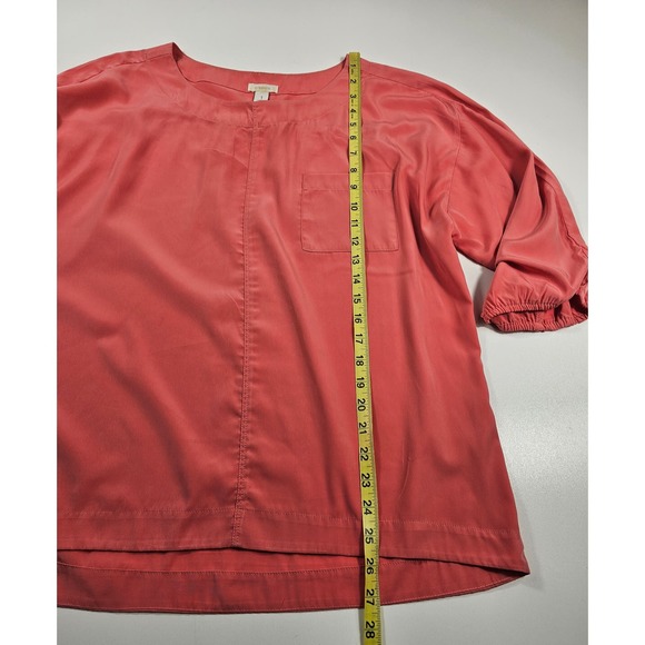 Chicos size 1 (M) coral colored blouse half sleeve popover carrer casual ^^ - Picture 5 of 6